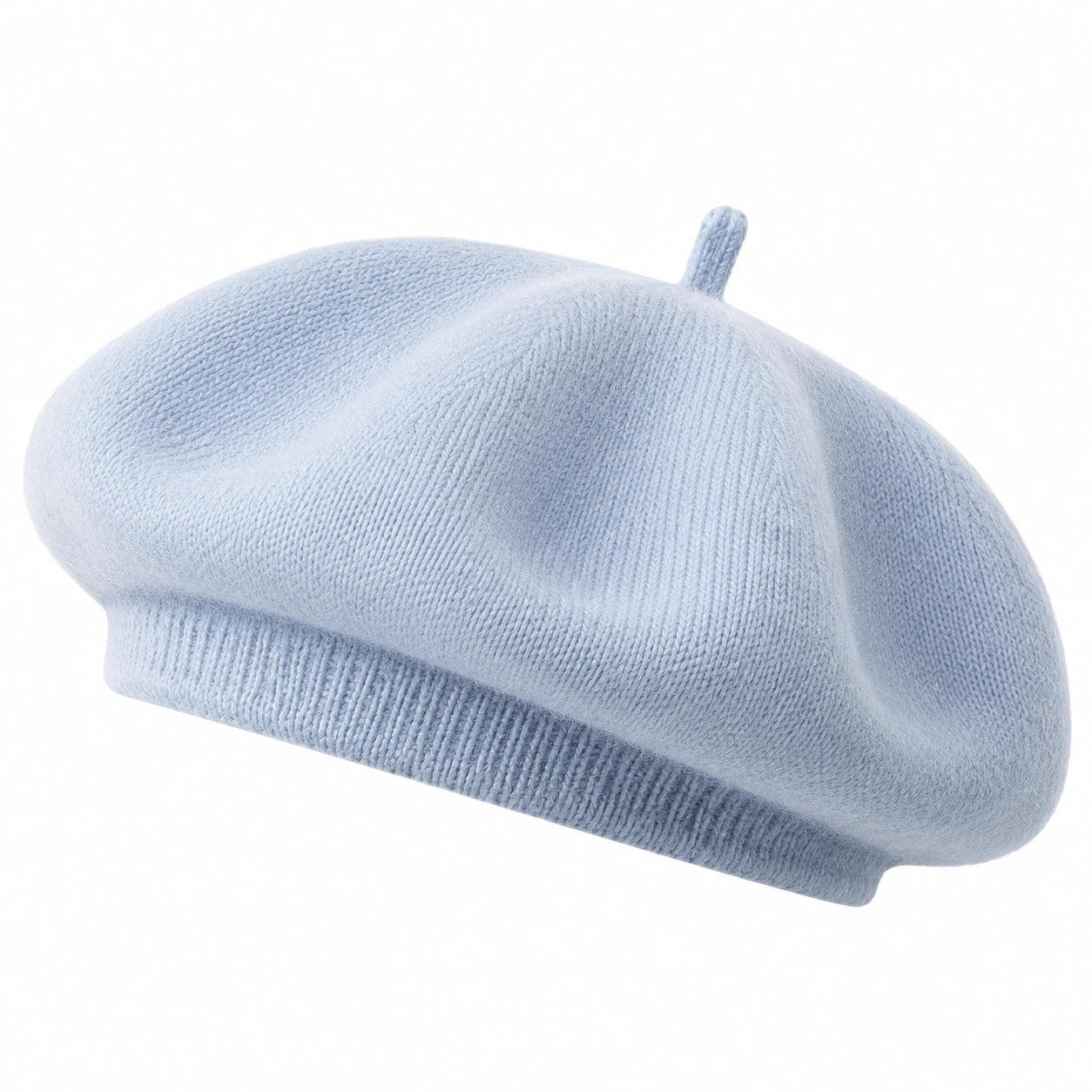 Béret taille unique en maille bleu clair style classique