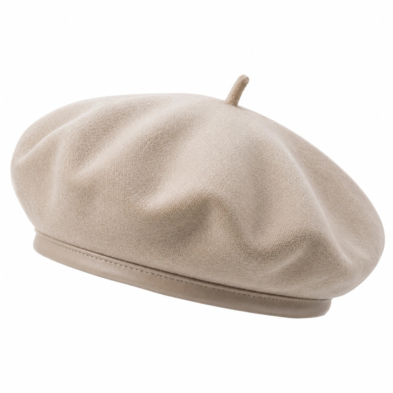 Béret taille unique en suédine beige style souple pour adulte