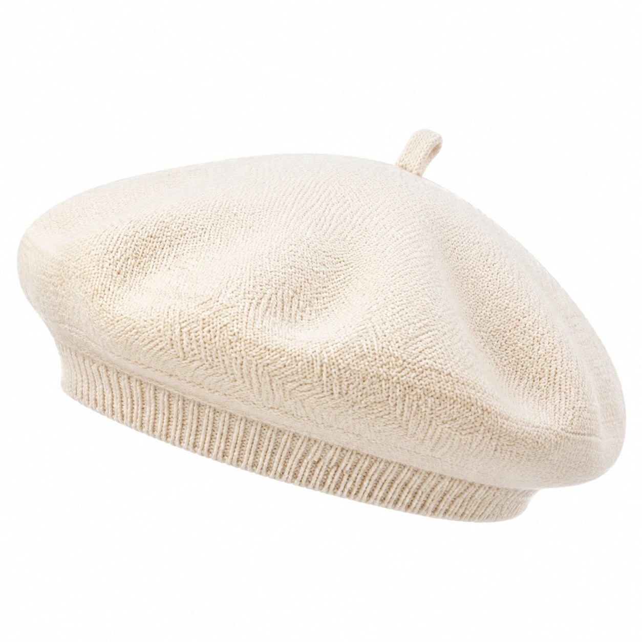 Béret taille unique en maille écru style classique pour adulte