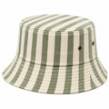 Chapeau bob taille unique en tissu vert kaki et écru rayé style décontracté