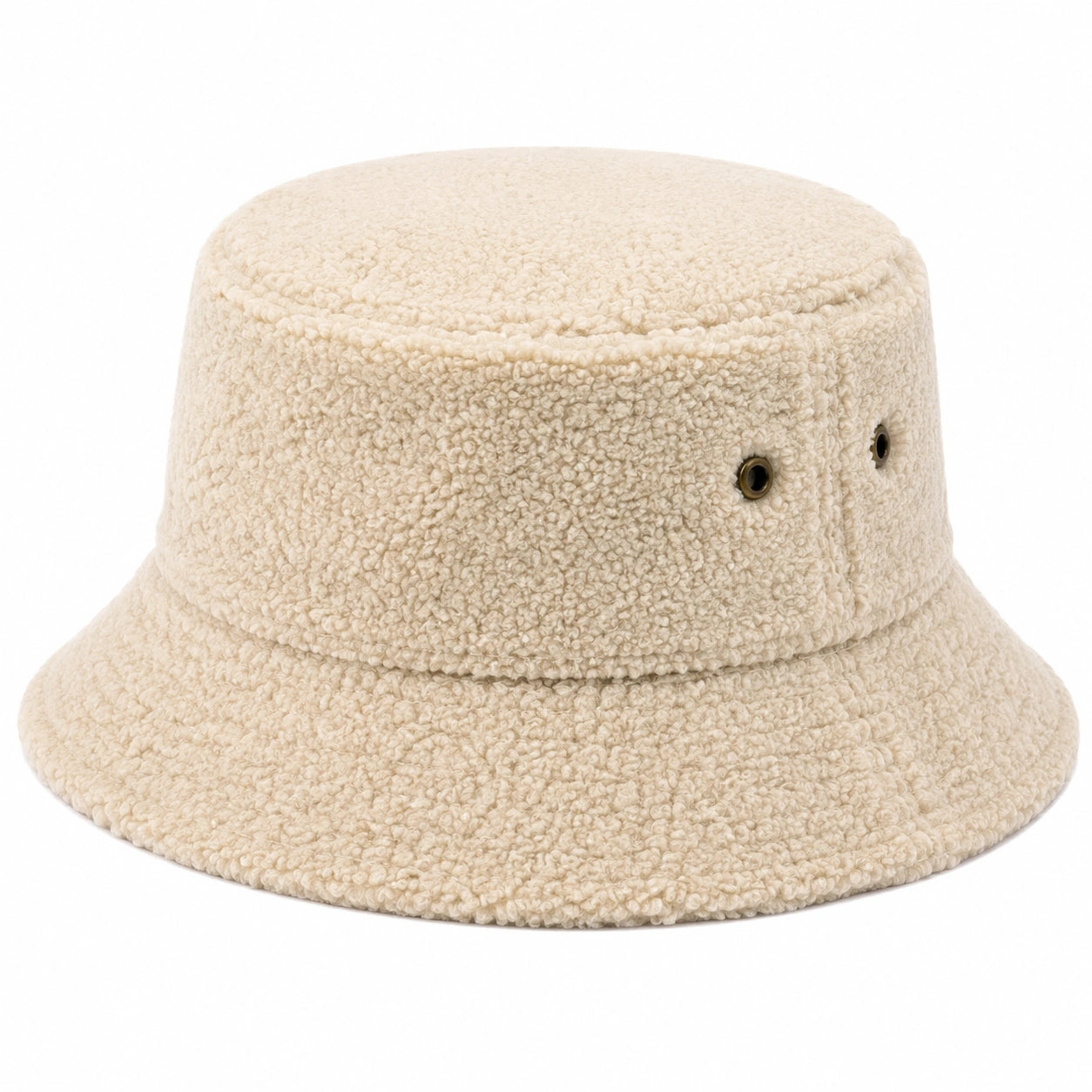 Bob taille unique en tissu bouclette beige - bord souple décontracté