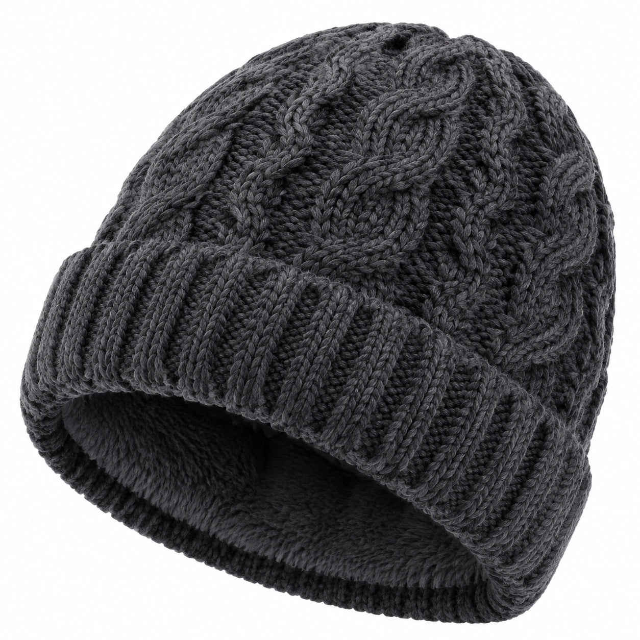 Bonnet en maille torsadée gris anthracite taille unique style hiver