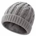 Bonnet taille unique en maille grise à revers style torsadé