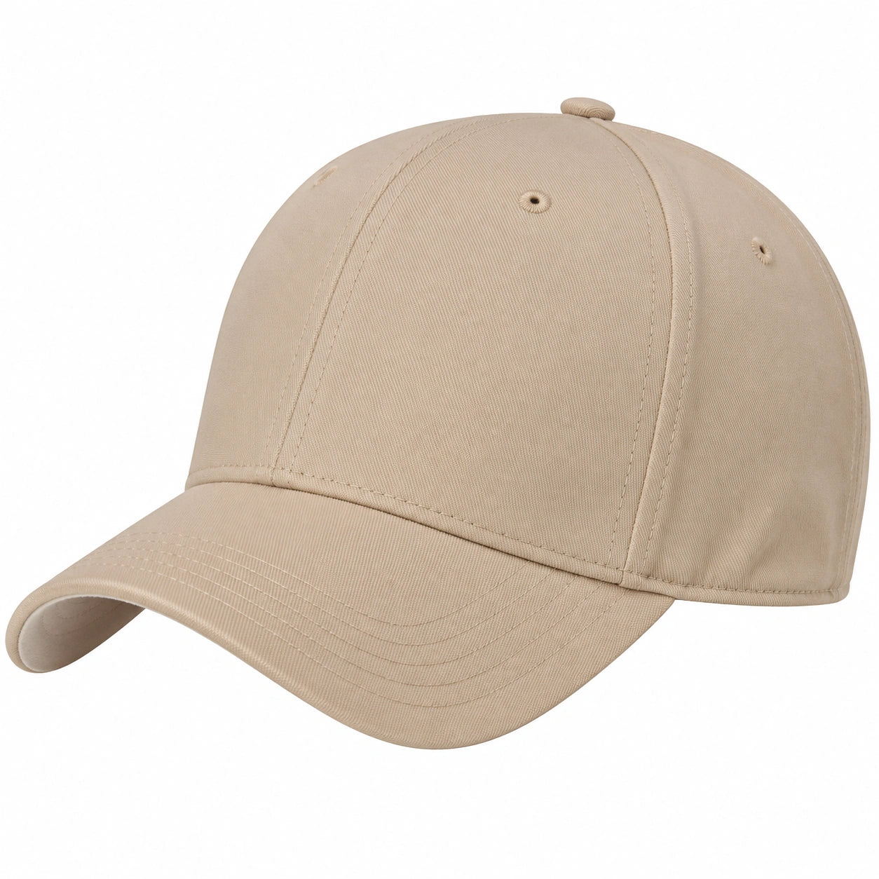 Casquette de baseball taille unique en tissu beige à visière courbée