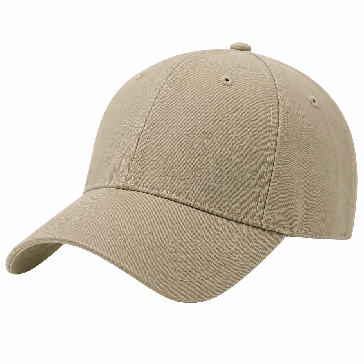 Casquette taille unique en tissu beige à visière courbée style baseball