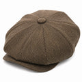Casquette plate taille unique en tissu texturé marron à motif chevrons style classique