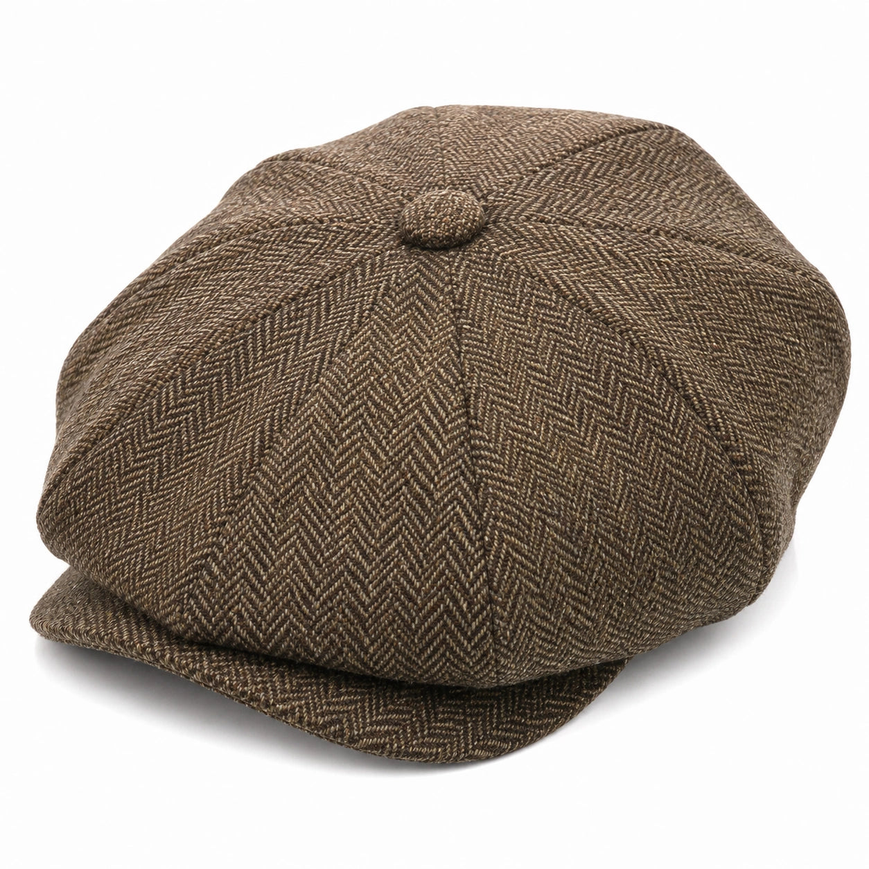 Casquette plate taille unique en tissu texturé marron à motif chevrons style classique