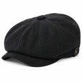 Casquette taille unique en tissu noir à chevrons - style gavroche ajustable