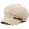 Casquette gavroche taille unique beige en tissu tissé à visière style rétro