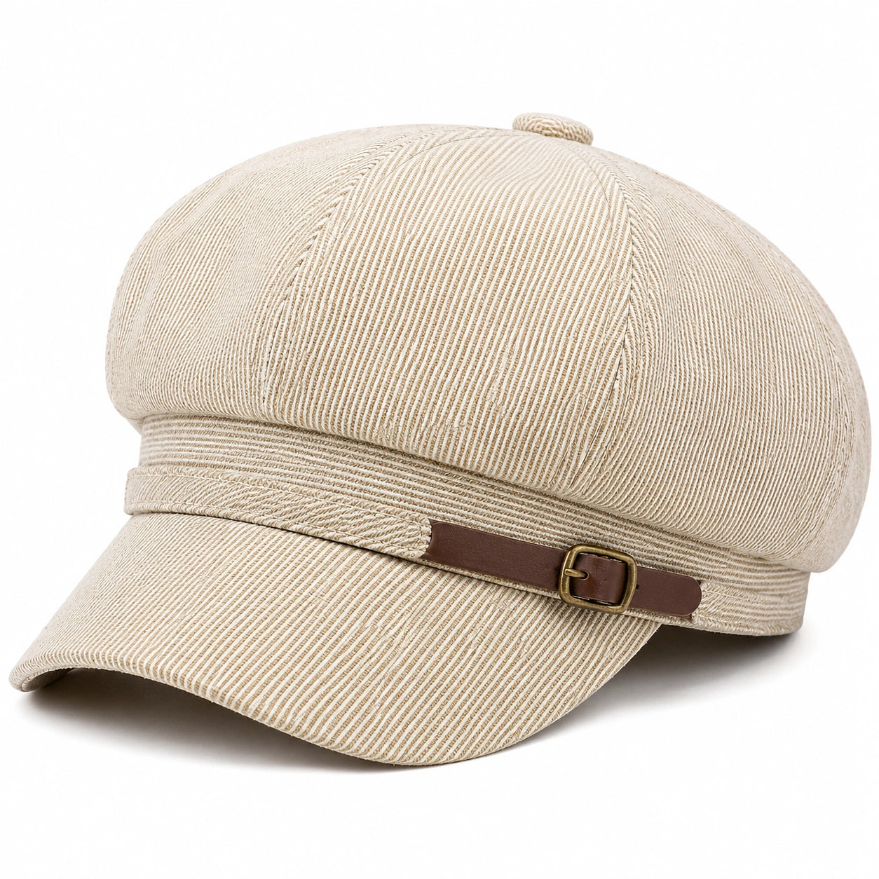 Casquette gavroche taille unique beige en tissu tissé à visière style rétro