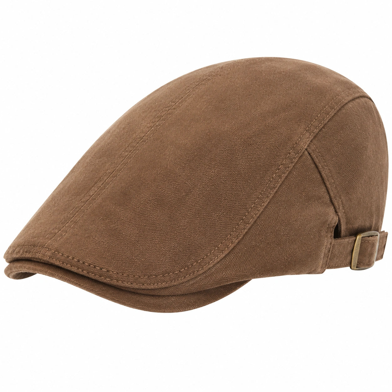 Casquette plate taille unique en tissu aspect suédé marron ajustable style classique