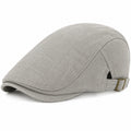 Casquette plate taille unique en tissu effet lin gris réglable style classique