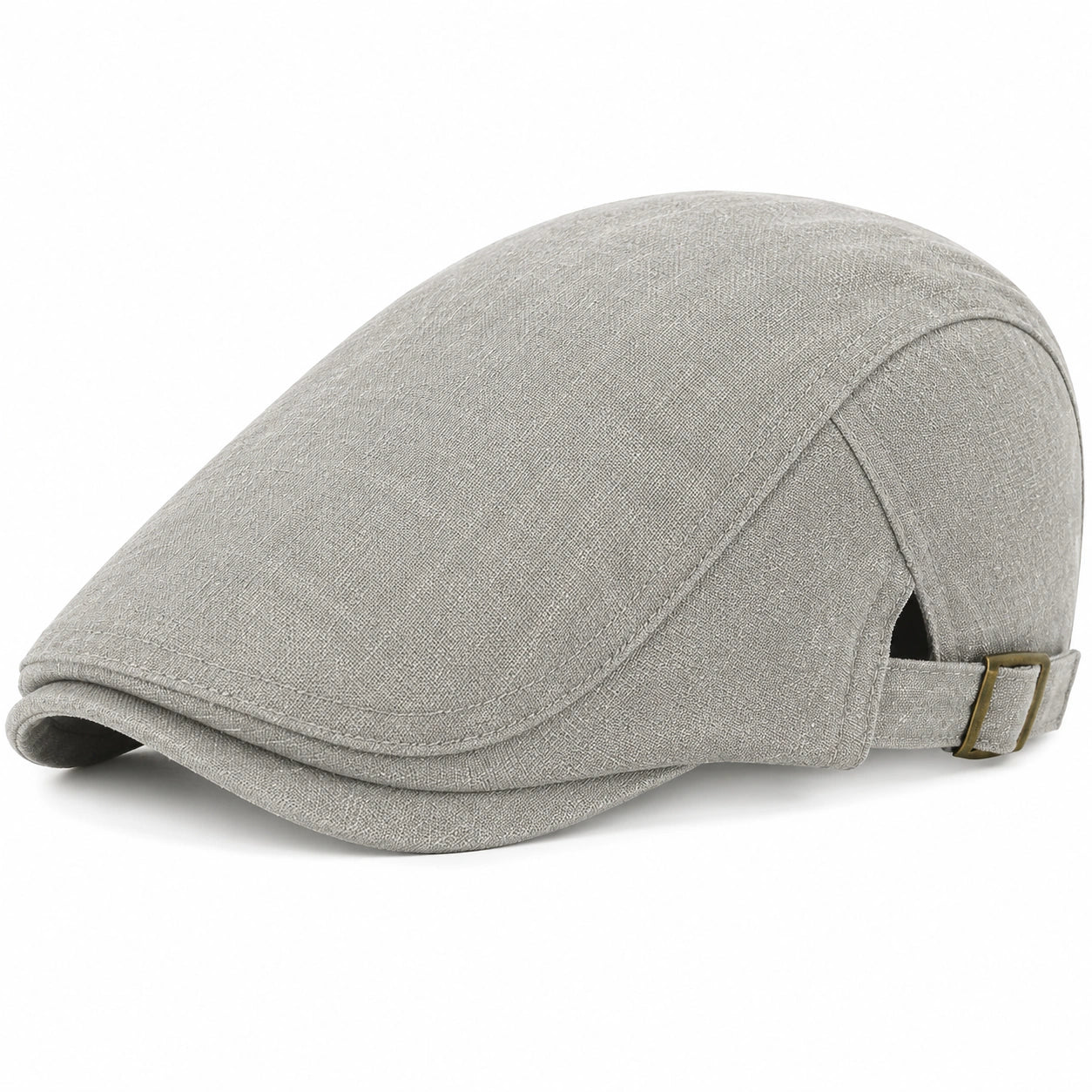 Casquette plate taille unique en tissu effet lin gris réglable style classique