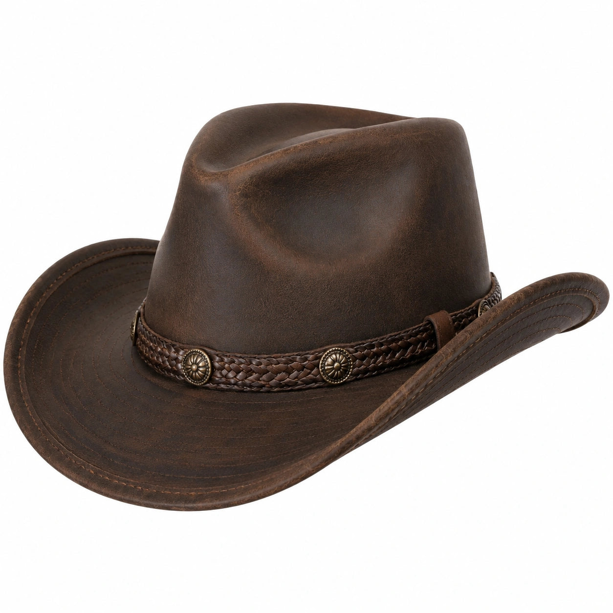 Chapeau cowboy taille unique brun en similicuir style western