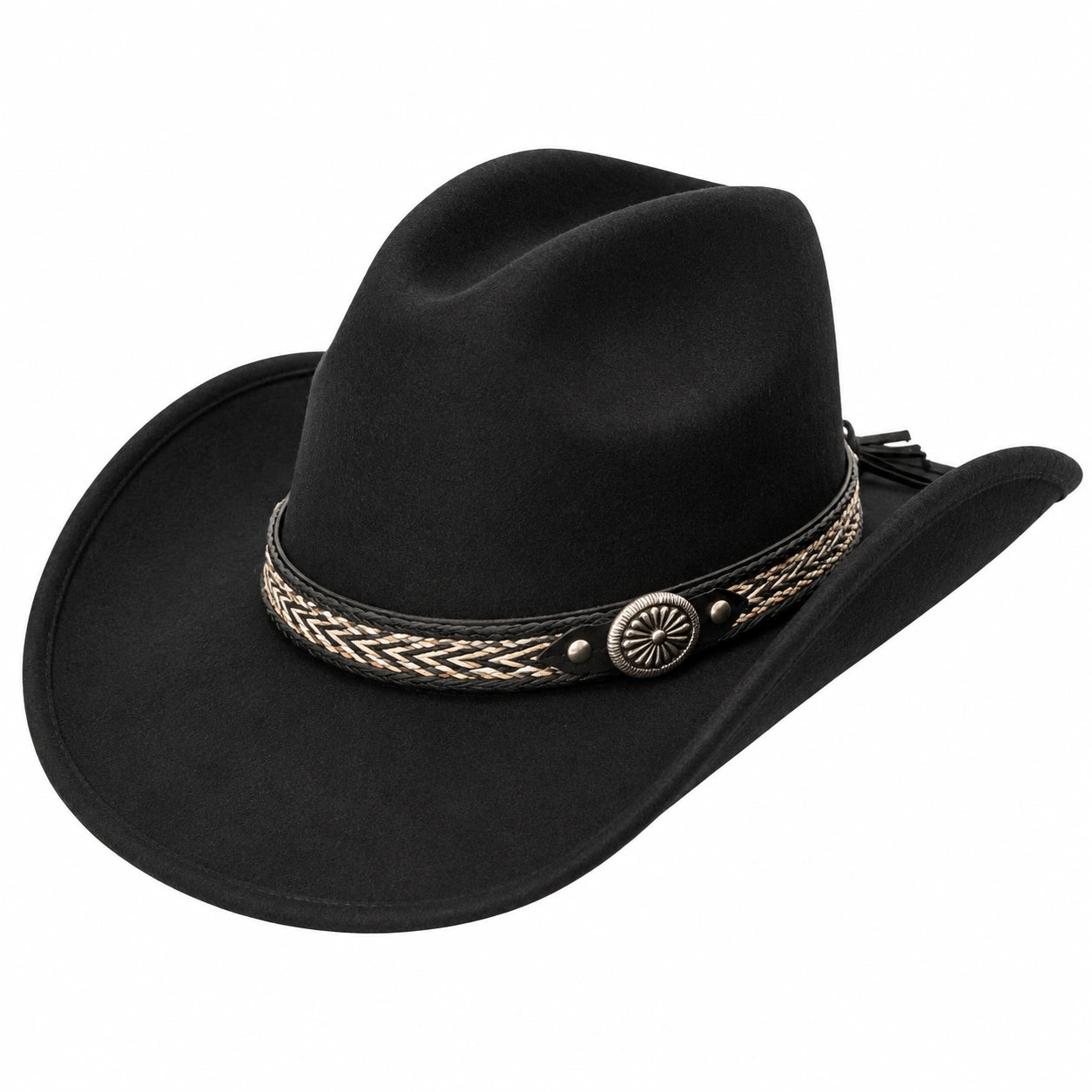 Chapeau cowboy taille unique noir à aspect feutré - style western