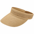 Visière femme taille unique en fibres tressées beige - protection solaire style ajouré