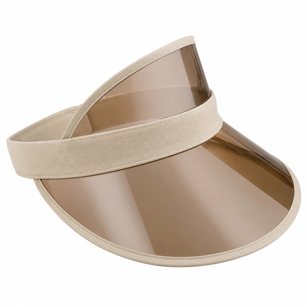 Visière pare-soleil taille unique en plastique transparent beige style sport