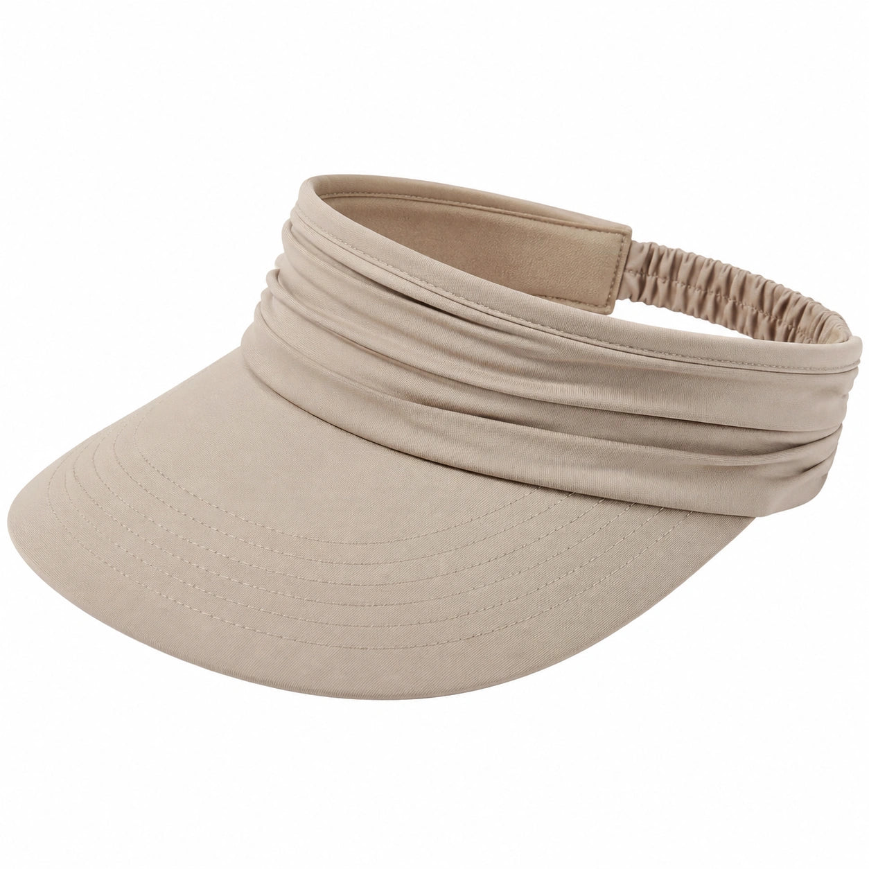 Visière taille unique en tissu beige pour protection solaire ajustable